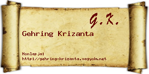 Gehring Krizanta névjegykártya